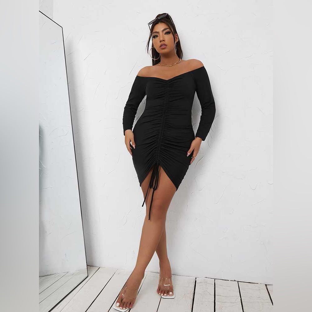 Off-the-Shoulder Ruched Dress